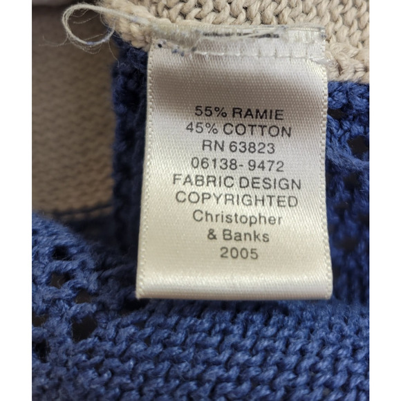 Christopher Banks Y2k Zip Cardigan Sweater Blue Yellow Crochet Colorblock Large - Picture 9 of 10